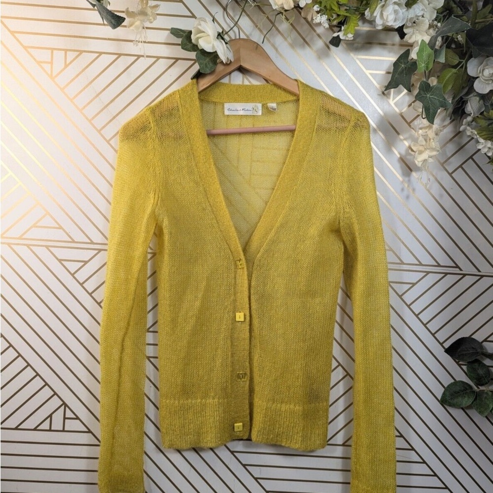 Anthropologie Yellow Cardigan Sweater